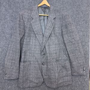Kuppenheimer Mens Blazer Jacket 46R Soft Tweed Plaid Two Button USA Vintage